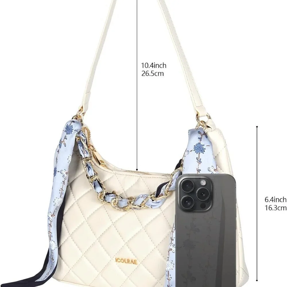 Women Quilted Faux Leather Shoulder Bag Mini Clutch Purse Everyday Use
